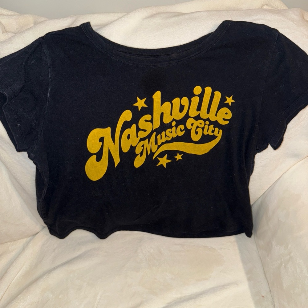 Nashville Music City Cropped Oversized T Shirt Cotton Size XL Woman’s